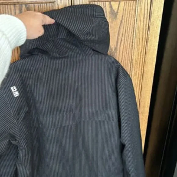 Bonfire Snowboarding Company Hooded Snow Winter Jacket 20th Anniversary Stripe L